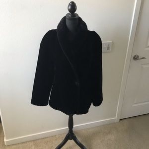 Black faux fur 3/4 jacket